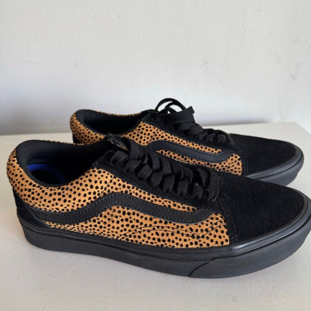Vans Old Skool Memory Foam Cheetah Print Suede Low Tops Size 8.5 NEW